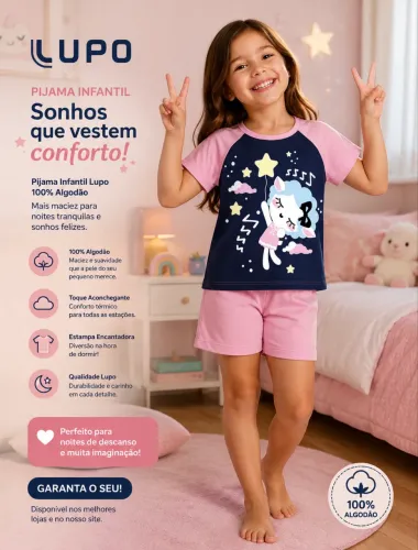 Pijama Infantil Menina Lupo 6T / 8T