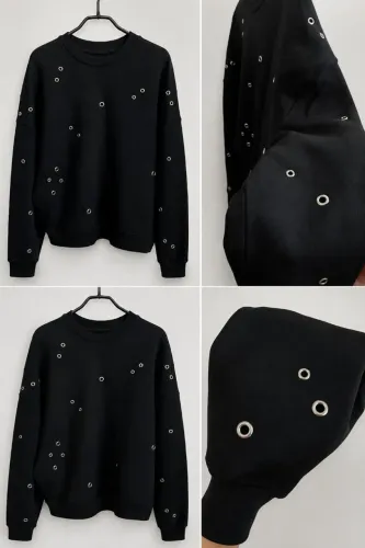 Moletom Zara Original Preto com Ilhoses | Tam. (M)