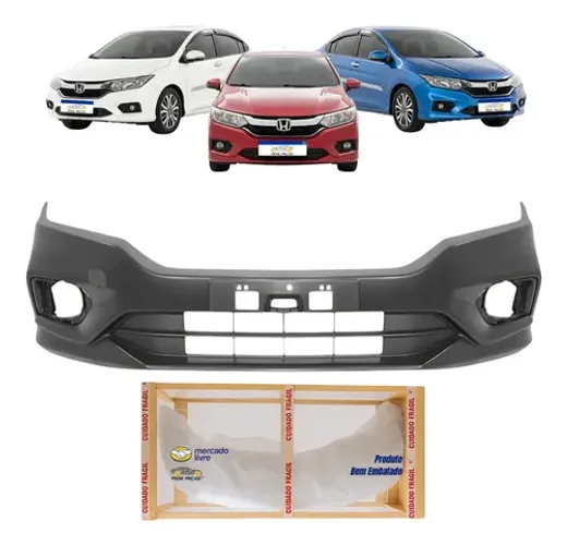 Parachoque Honda City 2018 2019 2020 C/furo Milha Preto Liso Para Pintura