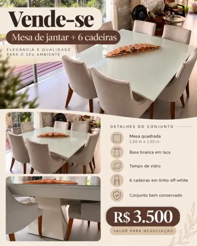 MESA DE JANTAR COM 6 CADEIRAS