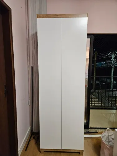 Armário Multiuso Bartira Gigante Branco/Amadeirado