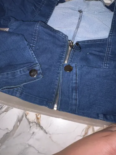 Cropped jeans manga longa