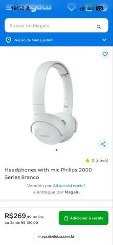 FONE DE OUVIDO ORIGINAL DA PHILIPS BRANCO BLUETOOTH