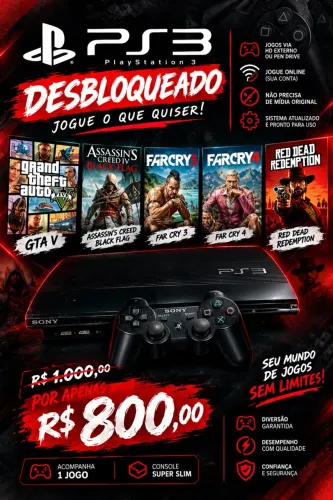 PS3 Super Slim Completo - Pronto para Jogar!