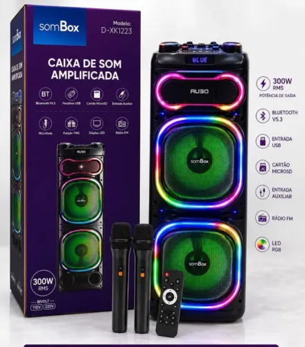 Caixa de som amplificada bivolt 110v/220v