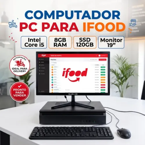 Computador Ideal para Ifood Intel Core i5 - 8Gb Ram - SSD 120Gb, Com Monitor 19, Novo