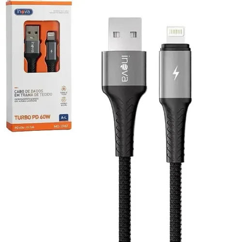 Cabo de Carregamento para iPhone 60W 60W 1m em Trama de Tecido - Inova