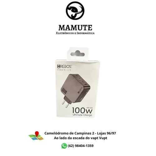 Fonte Carregador 100W Ultimate Charge Entrada USB e Tipo C