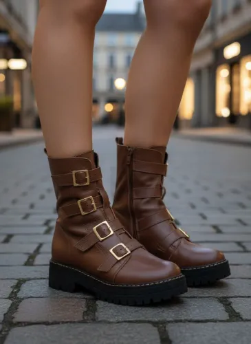 Bota coturno sola tratorada couro torricella