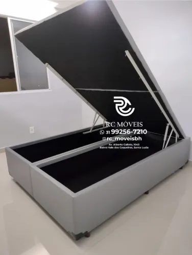 Cama Box Baú Super King 1.93x2.03 Bipartido Blindado com Pistão a Gás