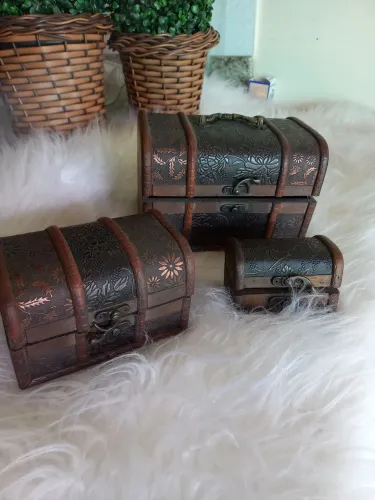 Baú decoração retrô- kit com 3