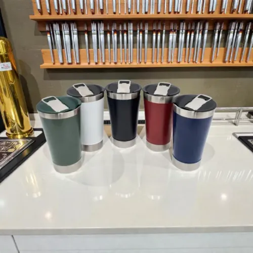Copo com Tampa para Café e Bebidas - Inox