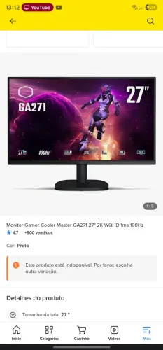Monitor QHD 2k coolermaster 27"
