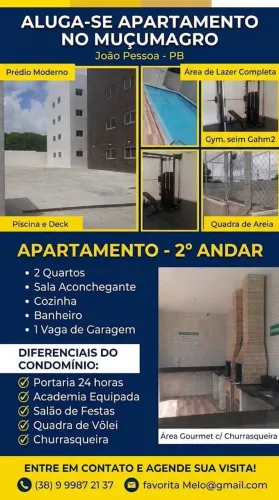 Apartamento para Aluguel em Muçumagro- João Pessoa/PB