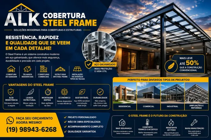 Cobertura aço galvanizado Steel Frame