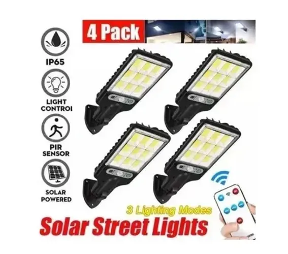 4 Luminária Solar 108 Leds Controle Remoto Sensor Presença 21w