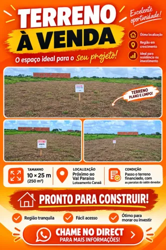 Terreno Lot. Canaã, próximo ao Val Paraíso 