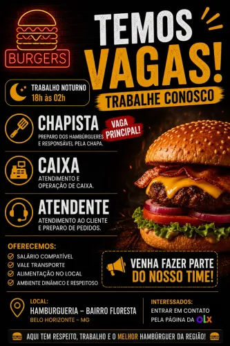 Vagas para Hambúrgueria