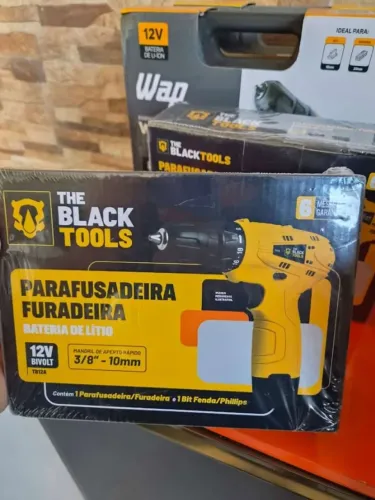 Parafusadeira Furadeira The Black Tools TB12A 3/8 a Bateria Cor Amarelo Frequência 60Hz