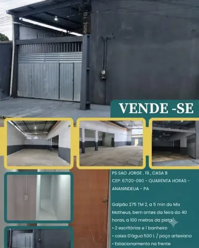 GALPÃO A VENDA Imóvel p venda com 275 m em Coqueiro - Ananindeua - PA