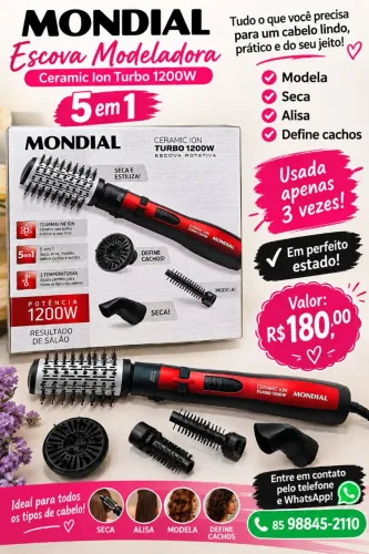Escova modeladora rotativa 5 em 1 mondial