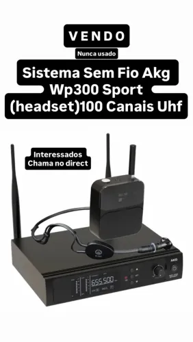 Sistema Sem Fio Akg Wp300 Sport (headset)100 Canais Uhf Preto