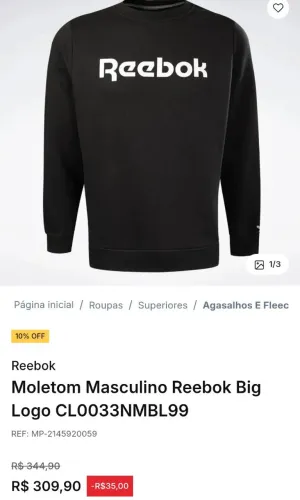 Blusa Moletom REEBOK - Original 