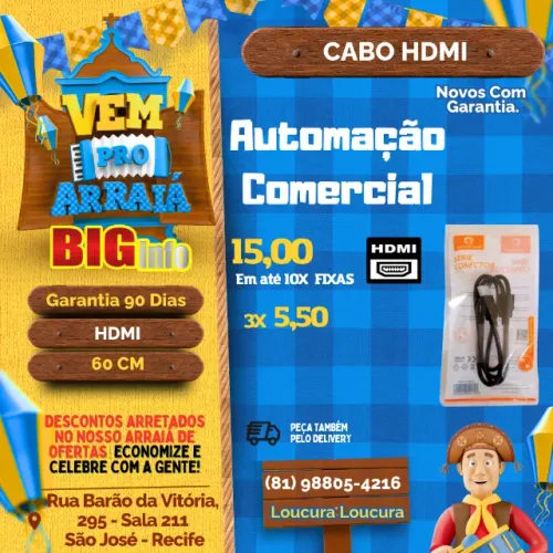 Cabo HDMI 1080p 3D 1.2 Metros  Cor Preto
