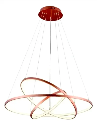 Lustre Led  Luxo Moderno Pendente Anéis 3 Arco Aro Cobre Rose
