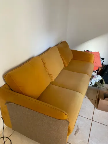 Sofá 3 Lugares Mostarda Amarelo - Confortável e Espaçoso
