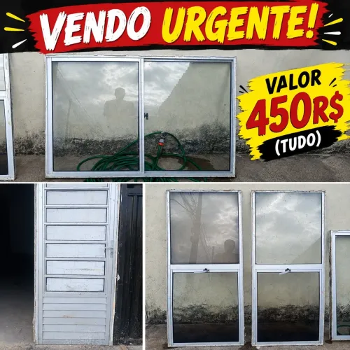 Vendo janelasde vidro , porta de alumínio