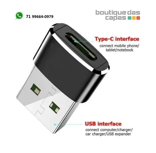 Adaptador Plug Usb 3.1 Tipo C Fêmea X Usb 2.0 Macho Otg para iphone x xr 11 12 ipad