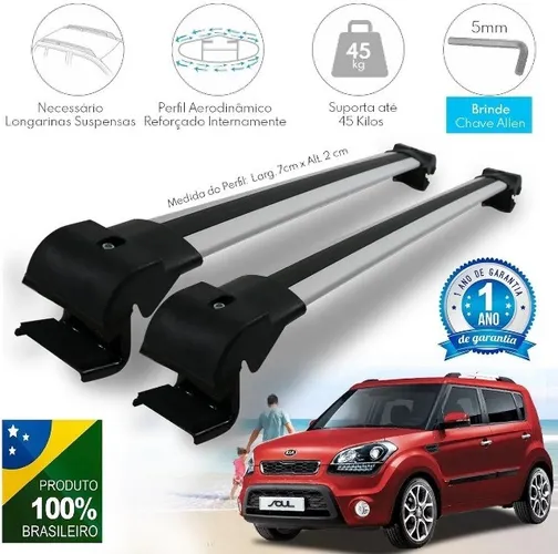 Travessas de Teto Kia Soul - Alumínio Projecar