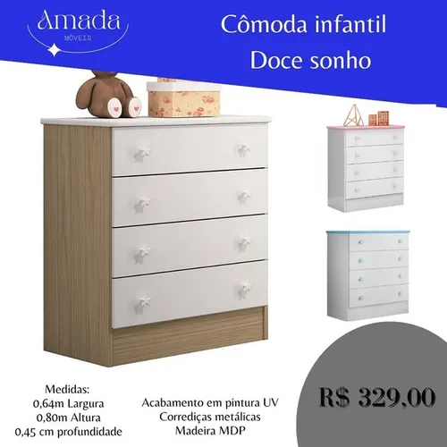 Cômoda Doce sonho infantil , Entrega  em 3 dias 