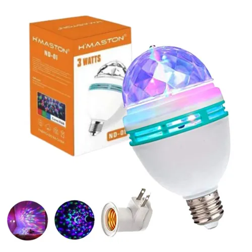 Lâmpada Bola Maluca Giratória Color Led Rgb Festas Colorida