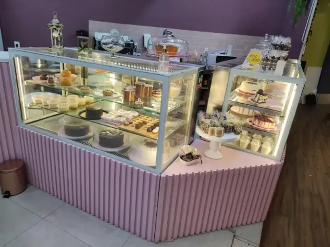 Vitrine expositora balcão refrigerado, quente e seco sob medida em aço inox