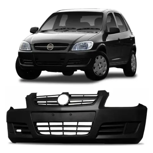Parachoque Dianteiro Chevrolet Celta 2007 à 2011 - Preto Liso - Lumax