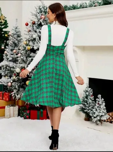 Vestido xadrez verde