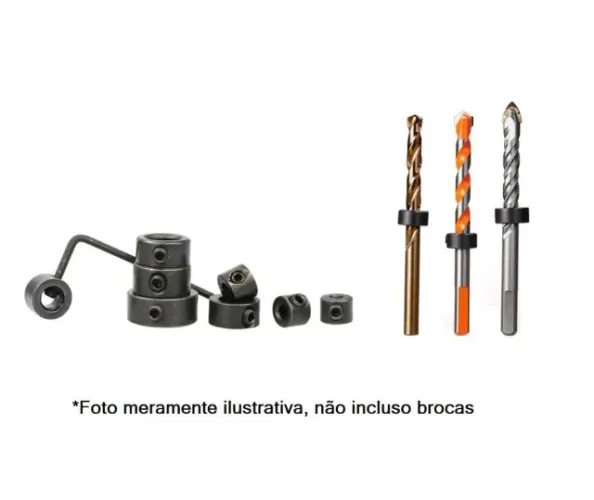 Anel Limitador para Broca - Kit com 8 Anéis + 1 Chave Allen