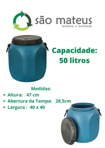 Bombona de 50 litros com tapa de rosca (Nova)