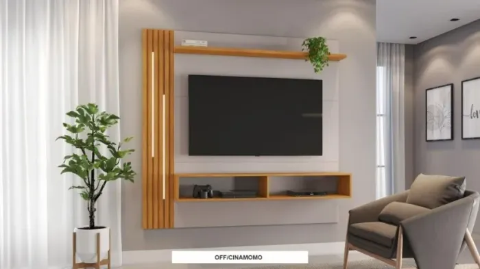 Painel Para Tv Até 65 Polegadas Agrado Candian - Jcm Movelaria Off White-cinamomo