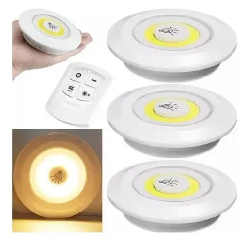 Kit 3 Lâmpadas Portátil Controle Remoto Pilha Branco Quente