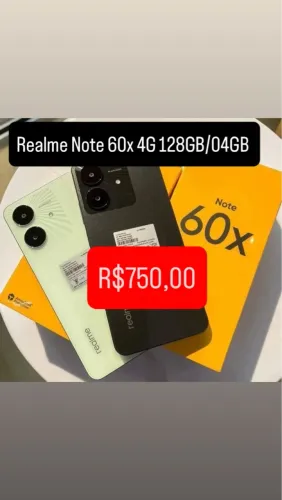 Realme Note 60x 4G 128/04 Lacrado Capa Película Fone + Entrega Grátis