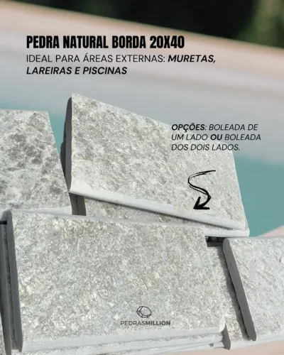 Borda de Pedra Boleada para Piscina Mureta Lareira Opções