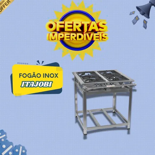 Fogão Industrial Inox 4 Bocas Itajobi