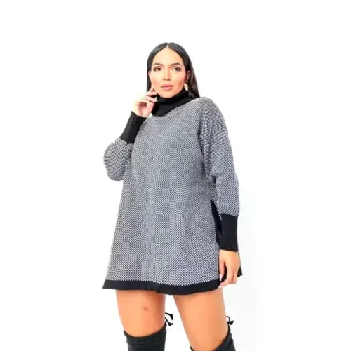 Poncho Tricot Inverno Gola alta Feminina