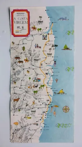 Mapa decorativo - Litoral do Nordeste - Recife, João Pessoa, Olinda