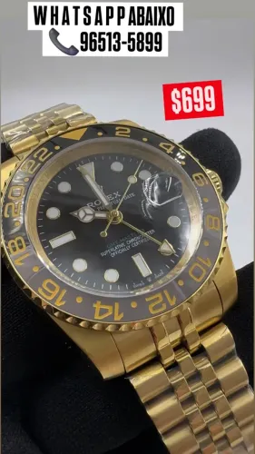 Relógio ROLEX GMT MASTER II BRUCE WAYNE TODO DOURADO 