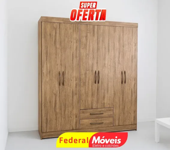 Guarda Roupa 6 Portas e 2 Gavetas Novo - Perfeito para Guardar Tudo com Estilo