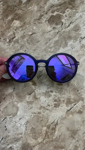 Óculos ray-ban round original | lente espelhada roxa